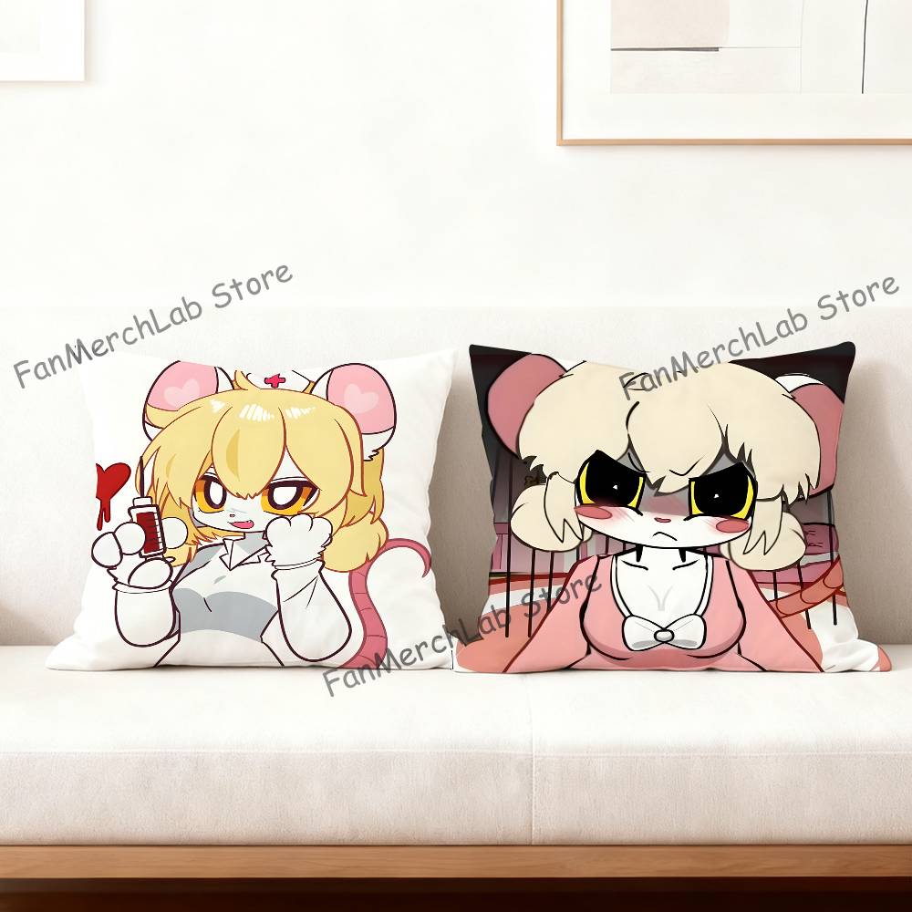 Lorna TTerribleS Mouse Anime Anime Pillow Case Antidustmite Pillowcase Invisible zipper silky short plush Sofa cushion cover