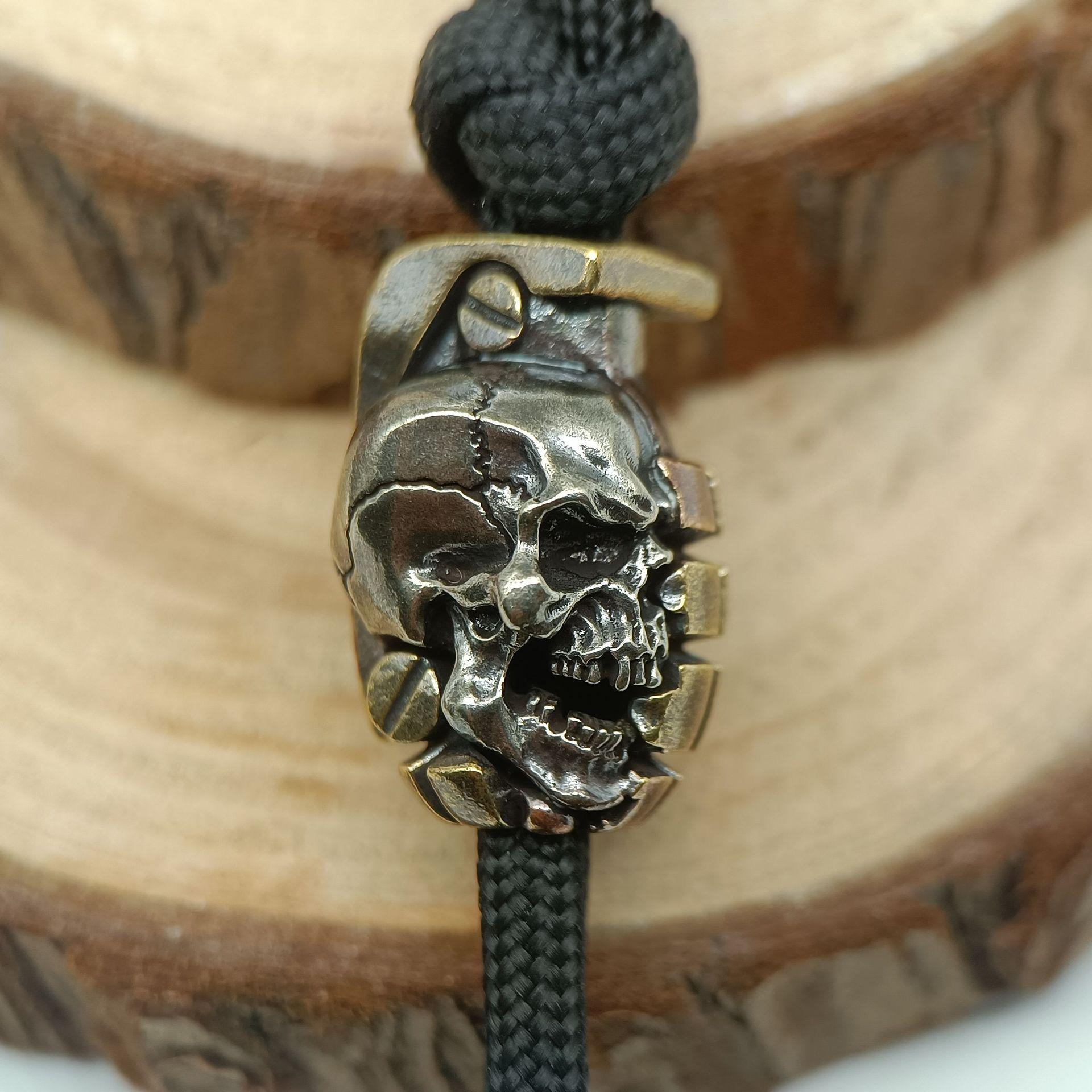 Skull Grenade Knife EDC Pendant Set латунный