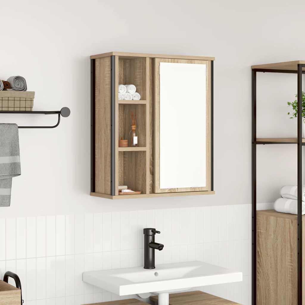 Wall Mounted Bathroom Cabinet with Mirror Sonoma Oak 50 x 21 x 60 cm