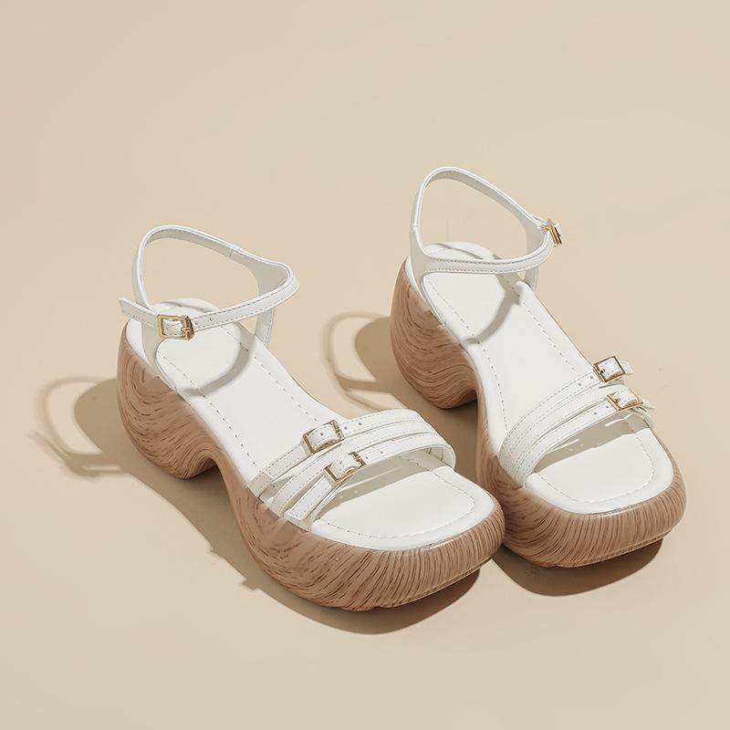 Not tired feet, wedges, sandals, women's muffin, thick-soled small man increases height, summer new high heel word with open toe Rome