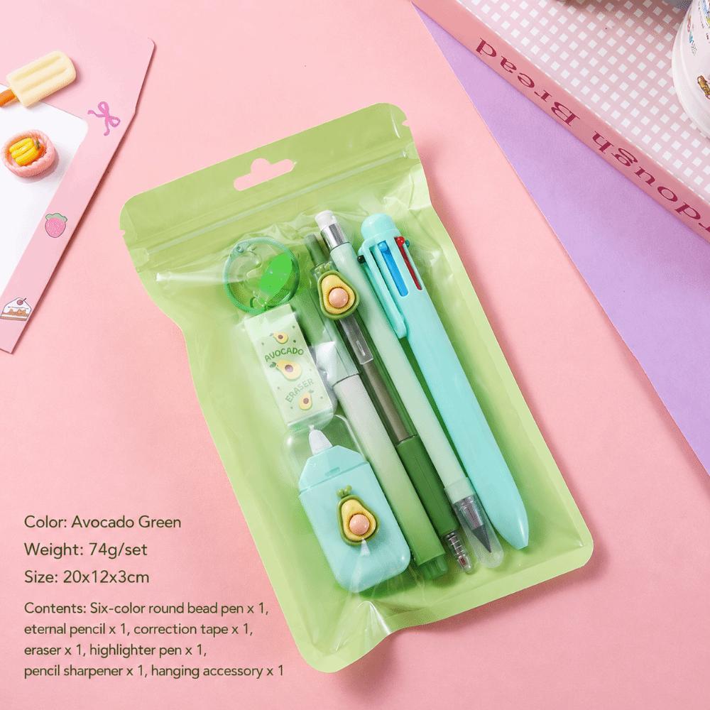 7 In 1 Stationery Set Complete Stationery Gel Pen Creative Pendant  Students