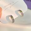 Silver Needle Zircon C-Shaped Hoops: Stylish Women's Square Stud Earrings