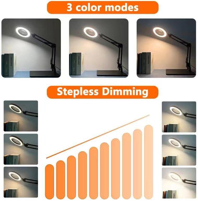 LED Magnifying Desk Lamp for Welding, Tattooing, Nail Care, and Eye Protection