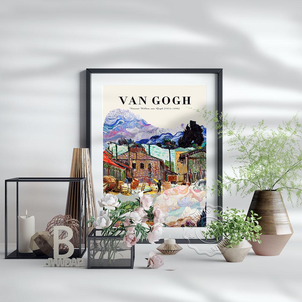 Van Gogh Exhibition Museum Poster Town Scenery Wall Picture Prints Art Canvas Painting Home Decor Wall Art No Frame