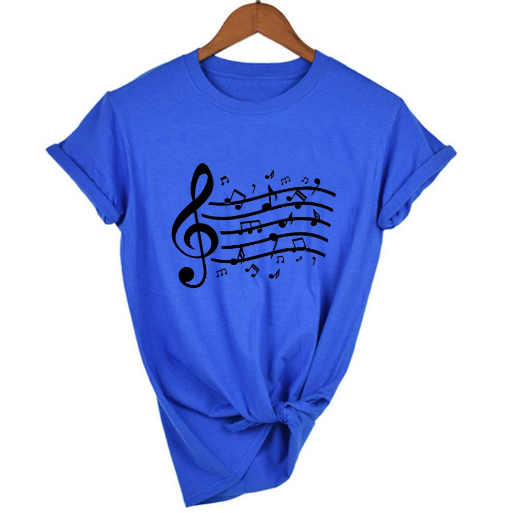 Summer Women Short Sleeve T Shirt Music Notes Print Graphic Harajuku Tees Tops Female Casual Camisetas