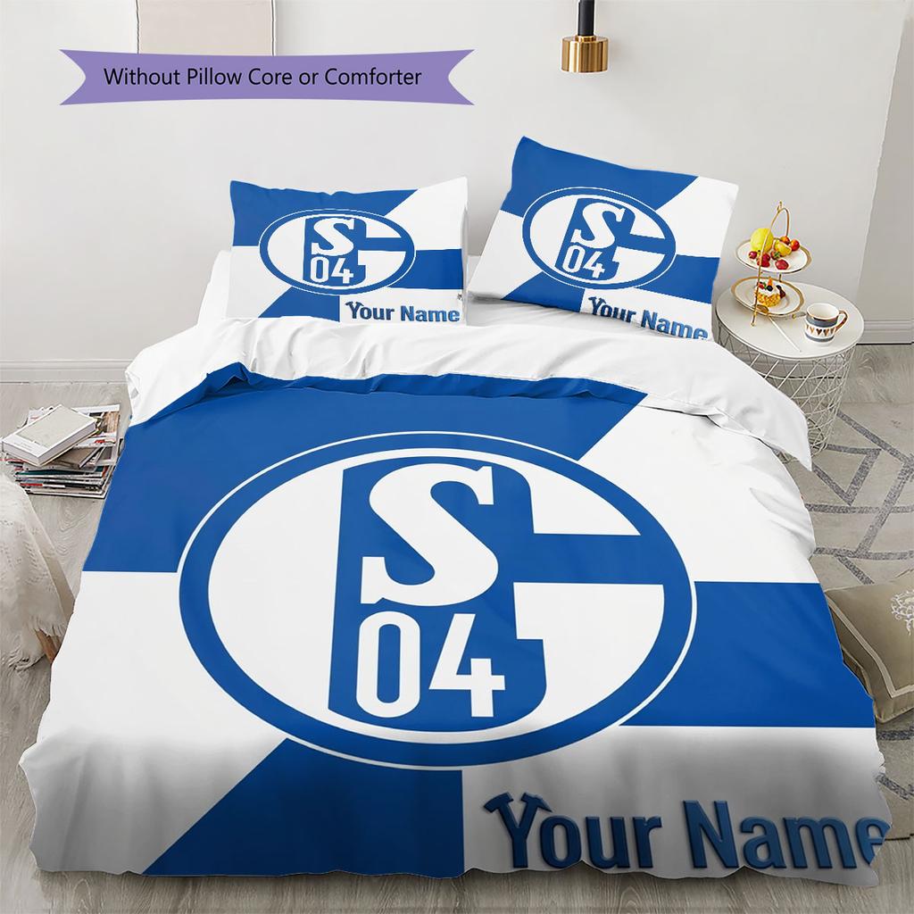 FC Schalke 04 Custom Name Pattern Bedding,Quilt Set Quilt Cover Pillowcase Home Birthday Gift(1 * duvet cover + 2 * pillowcase, without core)