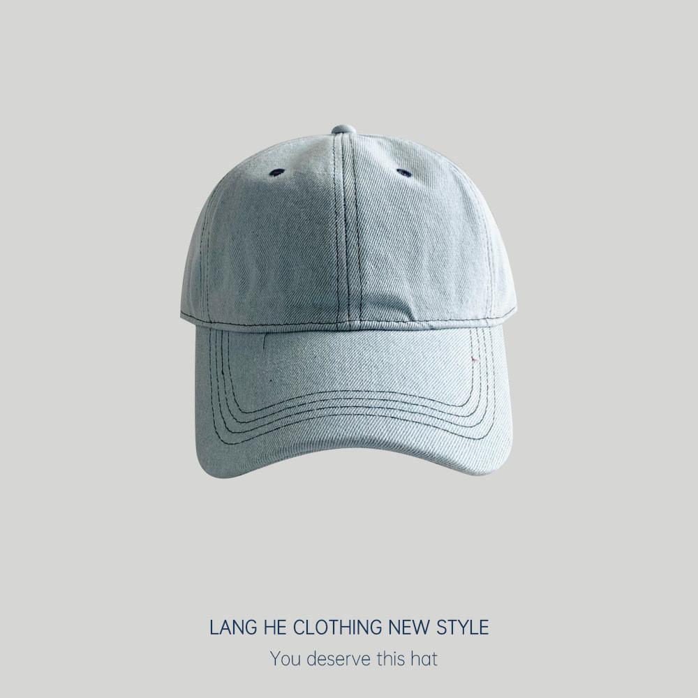 

Denim Blue Wash Cap With Embroidered Letters For Summer Casuals Stitch