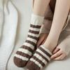 Dámské sametové ponožky s kávovým pruhem - Silné, měkké středně vysoké pro podzim/zimu