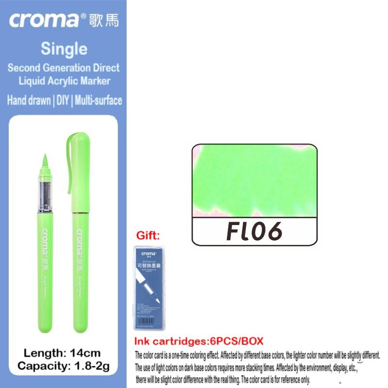 Croma 160/1 Farben Nachfüllbares Direktflüssig-Acrylmarker-Set mit Weicher Spitze, Waschbarer Aquarellpinsel Schulausstattung