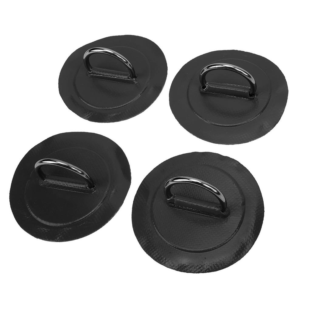 4 Pcs Inflatable Boat D  Pad Patch PVC   Marine Stainless Steel Fixed Buckle(Black )