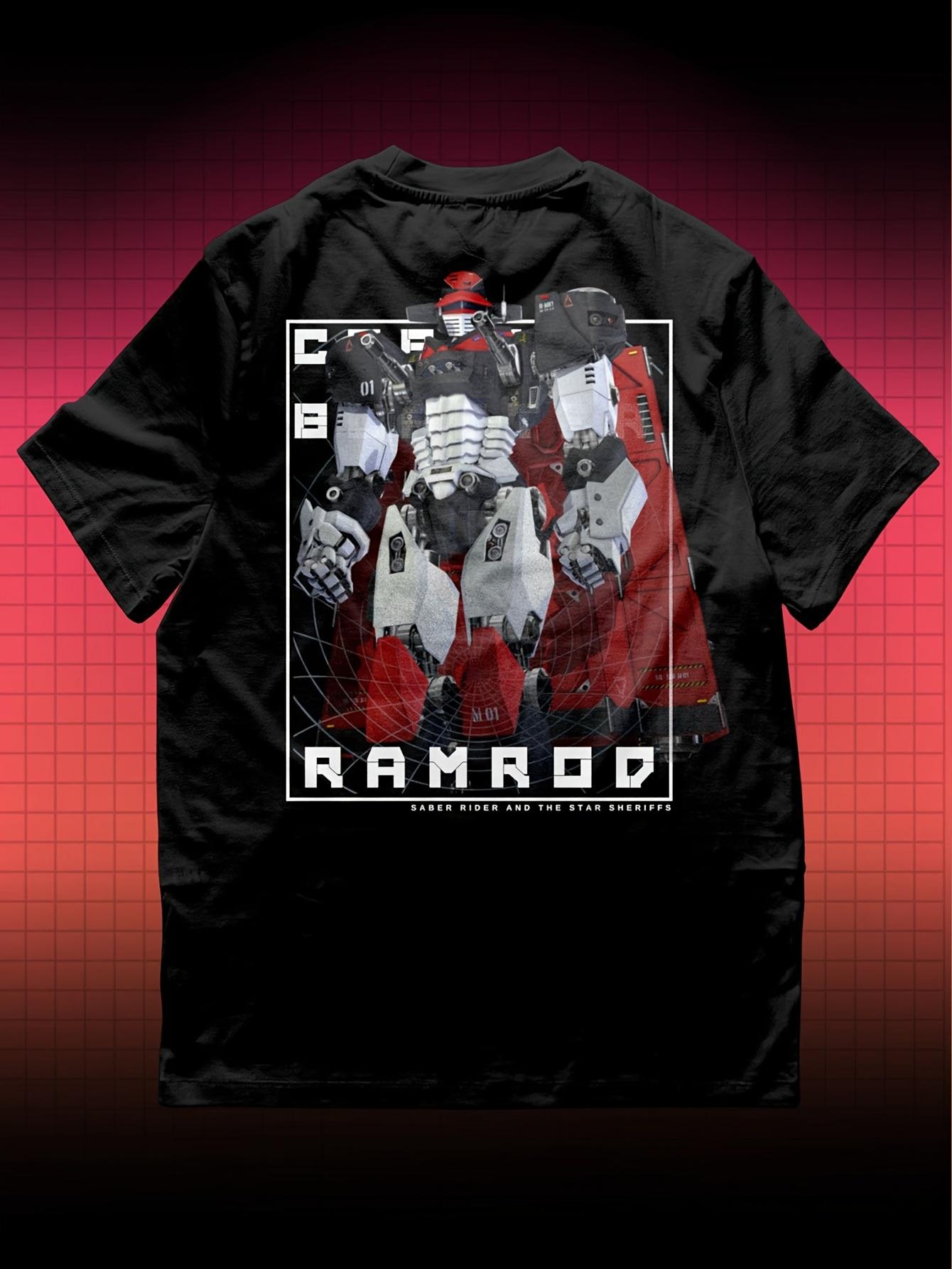 SABER RIDER - DRAMAMONKS Anime Manga T-Shirt - Japanese Mech Print XXXL