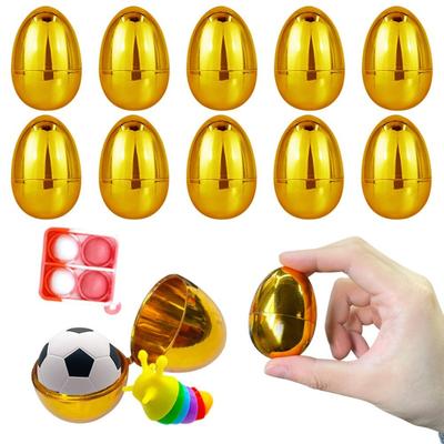 Komik Boş Kabuk Paskalya Altın Bükülmüş Yumurta Plastik Doldurulabilir Yumurta Kabuğu DIY Simüle Yumurta Kabuğu Paskalya Sürpriz Oyuncaklar Parti Dekoru