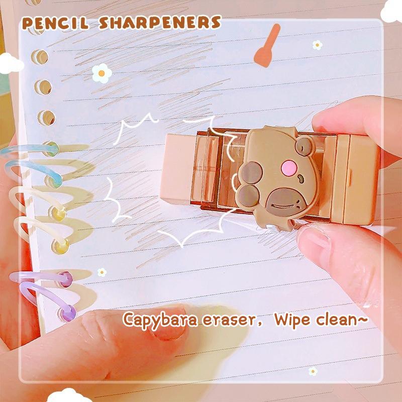 1 Pz Temperamatite Capibara Cartone Animato Carino Con Gomma Da Cancellare Temperamatite Kawaii Forniture per Ufficio Cancelleria Estetica Regali per Bambini