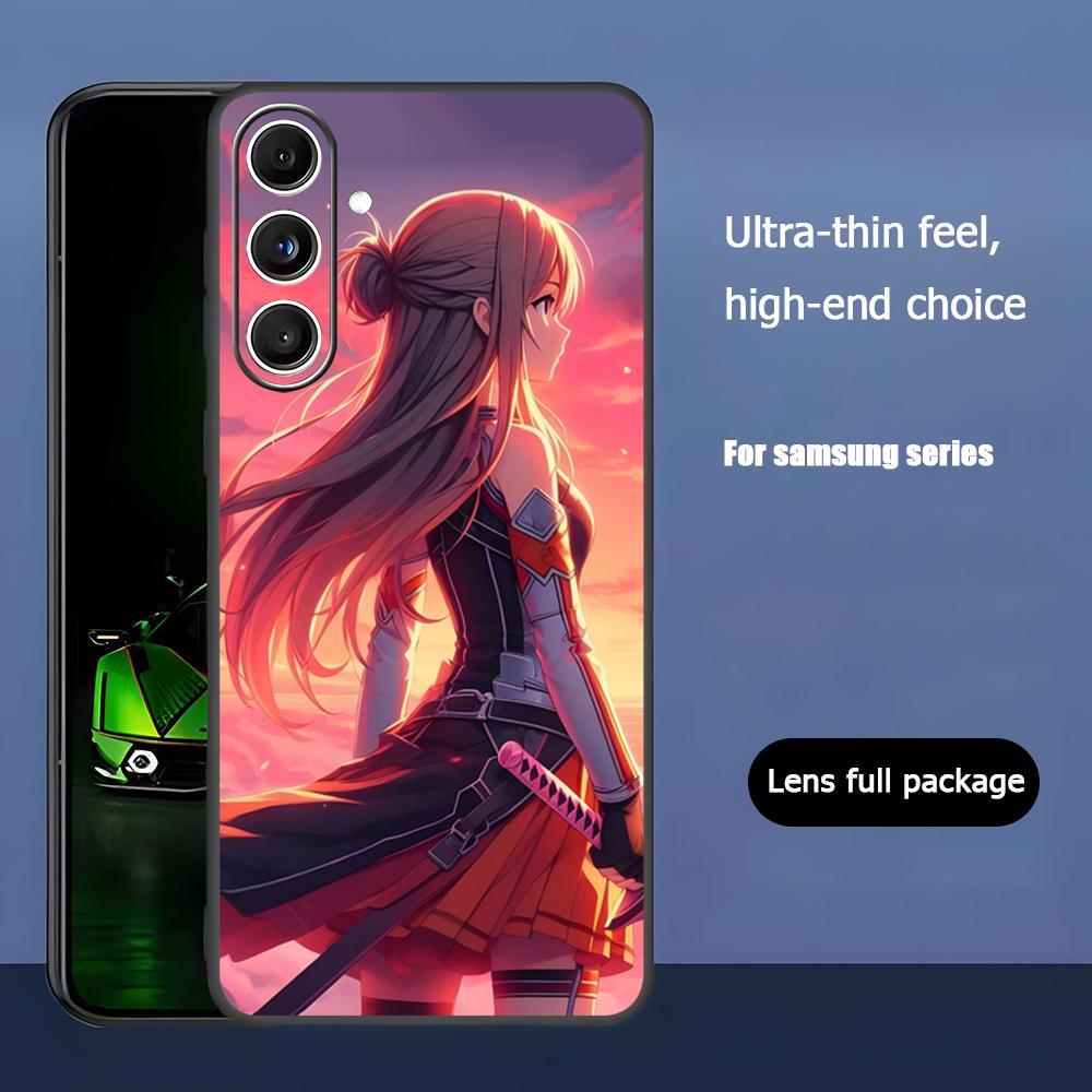 Cool Anime Sword Art Online Phone Case For Samsung Galaxy S25 S24 S23 S22 S21 S20 Plus Ultra Note20 Soft Black
