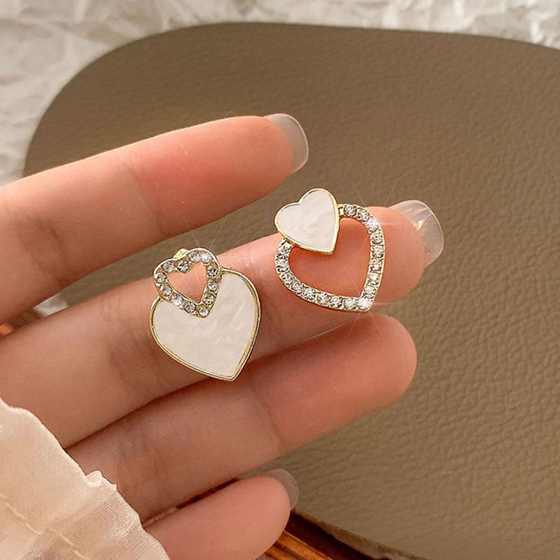 New Irregular Mussel Stud Earrings Women Unique Personality Small Flower Leaf Zircon Heart Earrings Wedding Zircon Birthday Gift