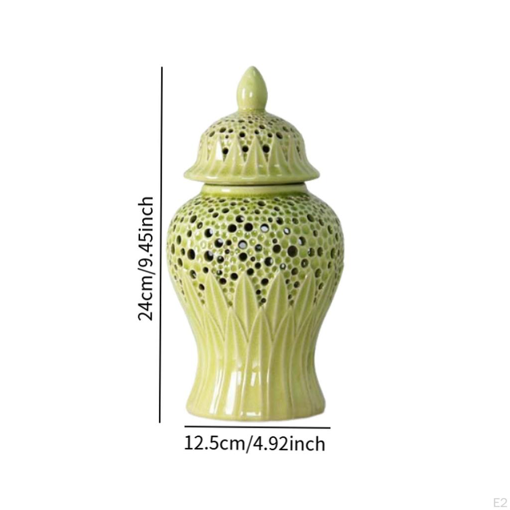 Ceramic Ginger Jar Flower Vase Artwork Multipurpose Holiday Gift Storage Container Centerpiece Table