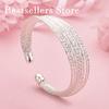 Luxurious 925 Sterling Silver Exquisite Multi-Layered Sparkling Open Bracelet Women Party Wedding Jewelry Accessories