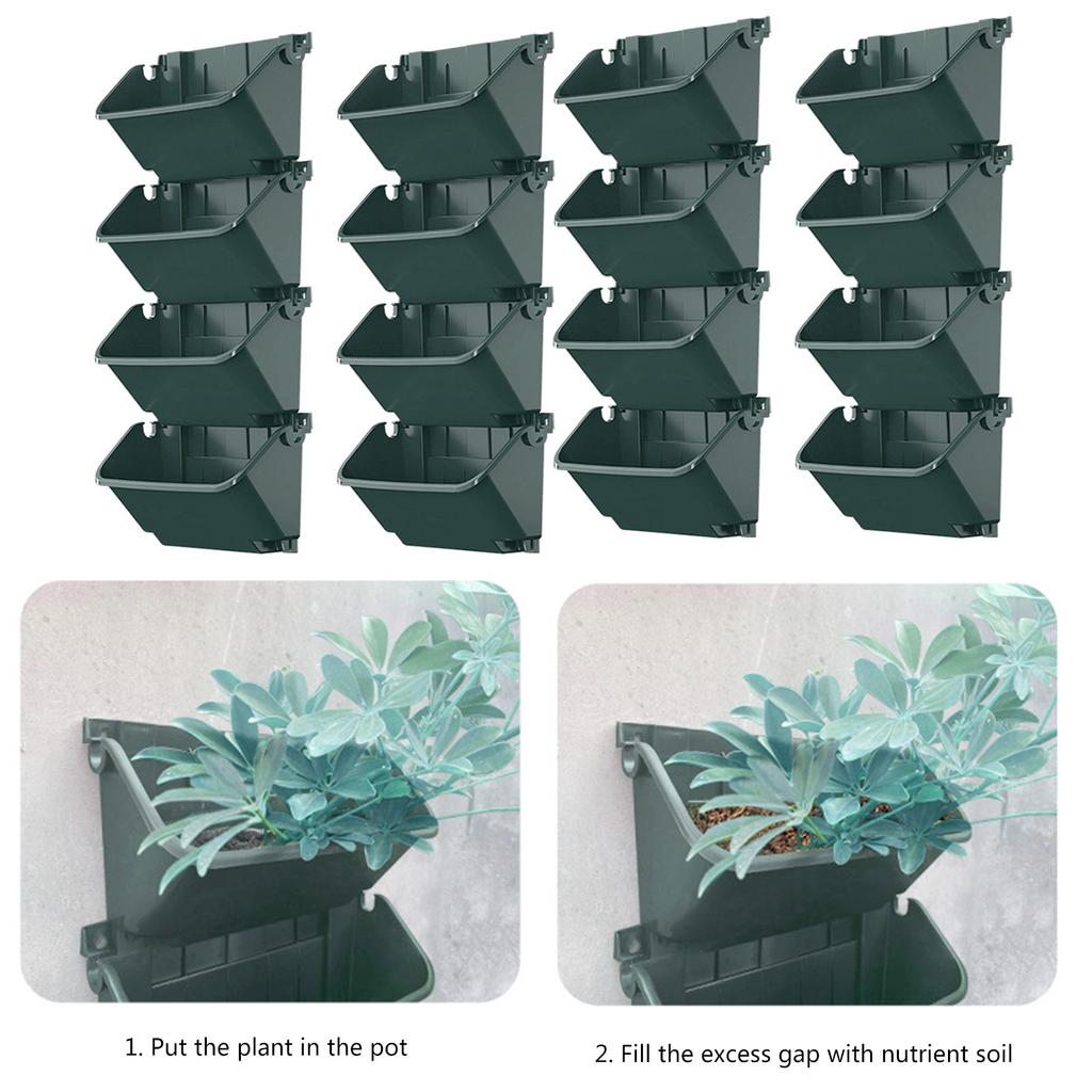 Pack Of 4 Wall Mounted Outdoor Vertical Planters Space Saving Design For Small Gardens And Patios