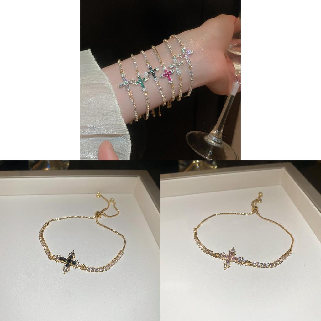 Cross Pendant Bracelet With Cubic Zirconia For Womens Fashion Accessory Gift