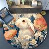 Bunny Round Area Rug,Carpet Rug for Living Room Bedroom Sofa Playroom Decor,Non-slip Floor Mat