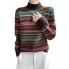 Damen Retro Gestreifter Strickpullover mit hohem Kragen - Vielseitig & Modisch für Herbst/Winter