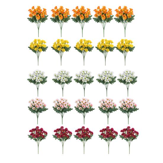 1/5/10/20/25Pcs Artificial Flower 7 Fork UV Resistant Fake Flower Home