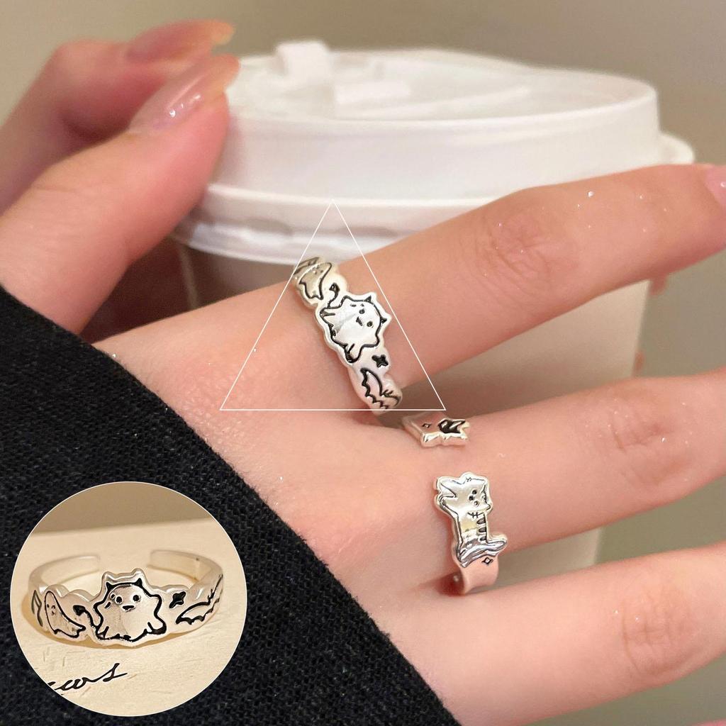 S925 Silver-Plated Geometric Wave Ring: Retro, Wide-Rimmed, Open Design for Women