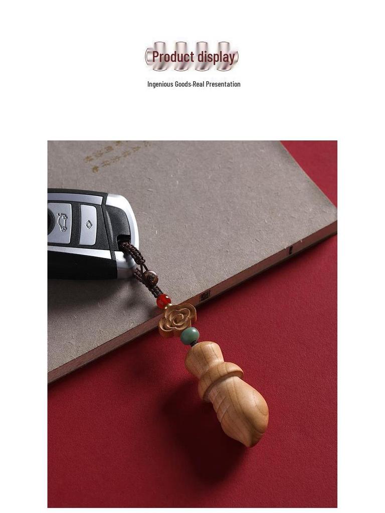Natural Peach Wood Broadsword and Axe Keychain Pendant for Men and Women