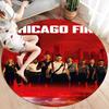 Chicago Fire Round Area Rug,Carpet Rug for Living Room Bedroom Sofa Playroom Decor,Non-slip Floor Mat