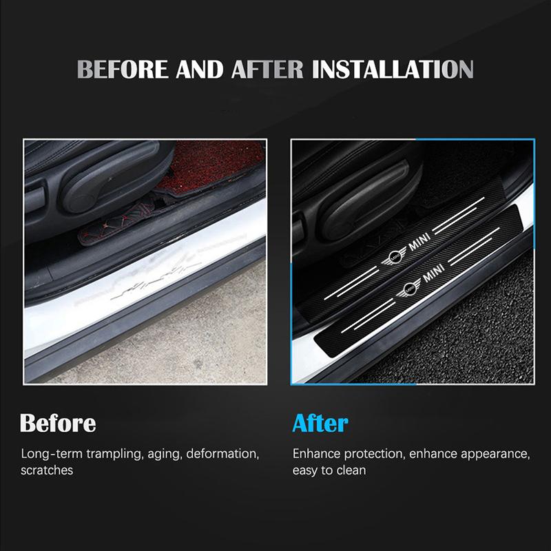 Tira Protectora para Umbral de Coche MINI Anti-Paso Pegatina Protectora de Cuero Para MINI Cooper R56 F56 R50 JCW WORKS Cabrio Aceman Countryman ksgbw33
