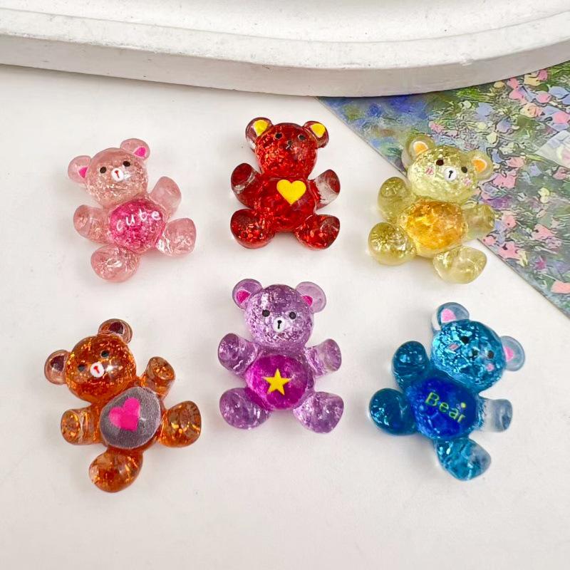 Cartoon Bear Resin Accessories: Handmade DIY Hair Pieces, Shoe Buckles, Hats, Keychains, Phone Cases, Ornaments