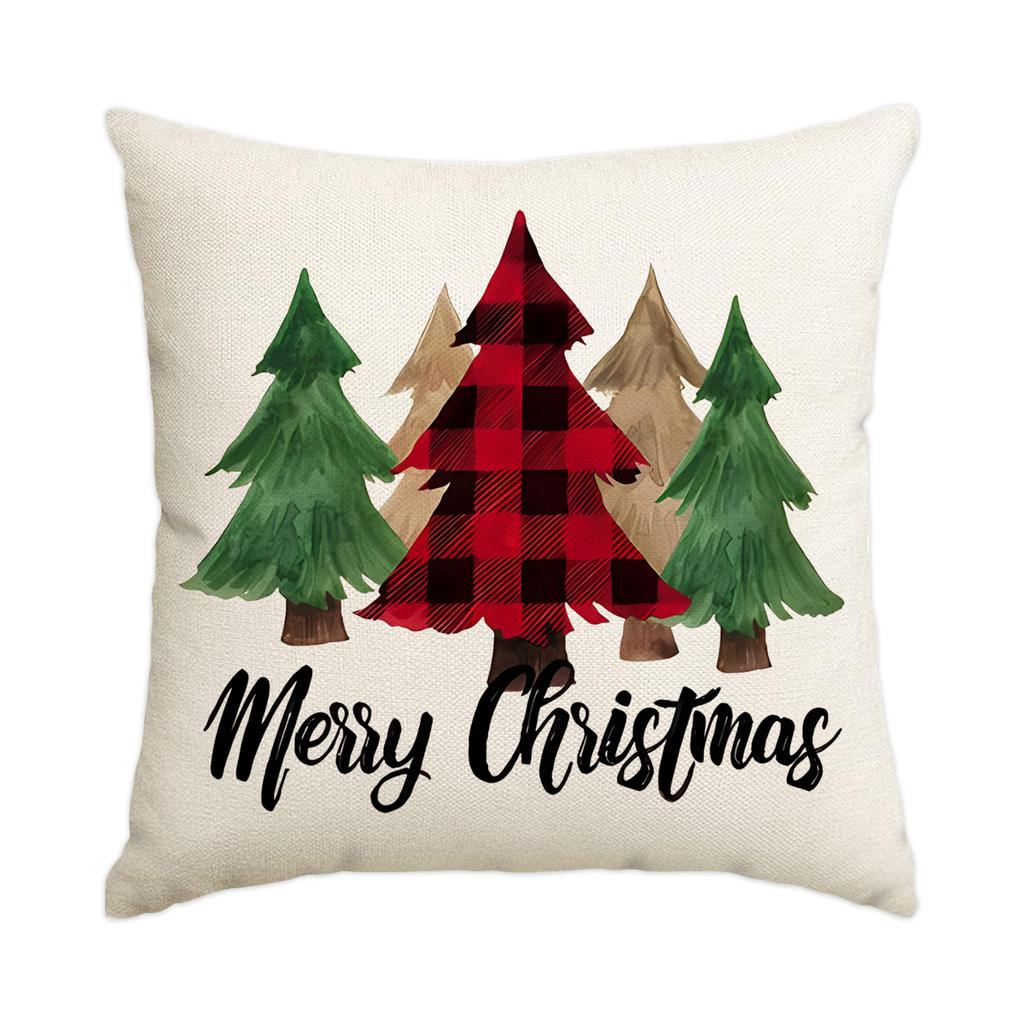 1/4pcs Christmas Pillow Cover, Elderly, Snowflake, Tree Printed Cushion Cover, Christmas Decoration (without Pillow Core)