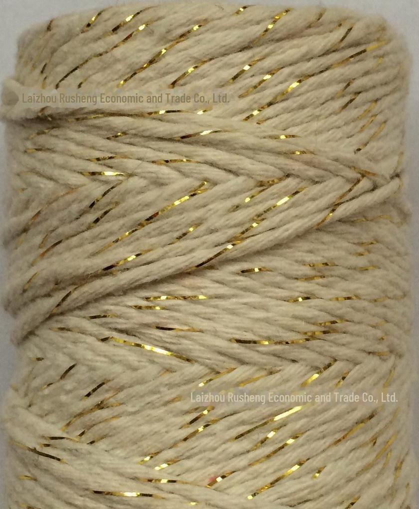 Gold, Silver & Copper Cotton Rope with Gold Thread and Multi-colored Cotton Rope - 100m.