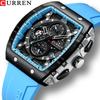 Curren 8442 Men's Quartz Watch, Six-Hand Dial, Rubber Strap, Fashion Sport Design