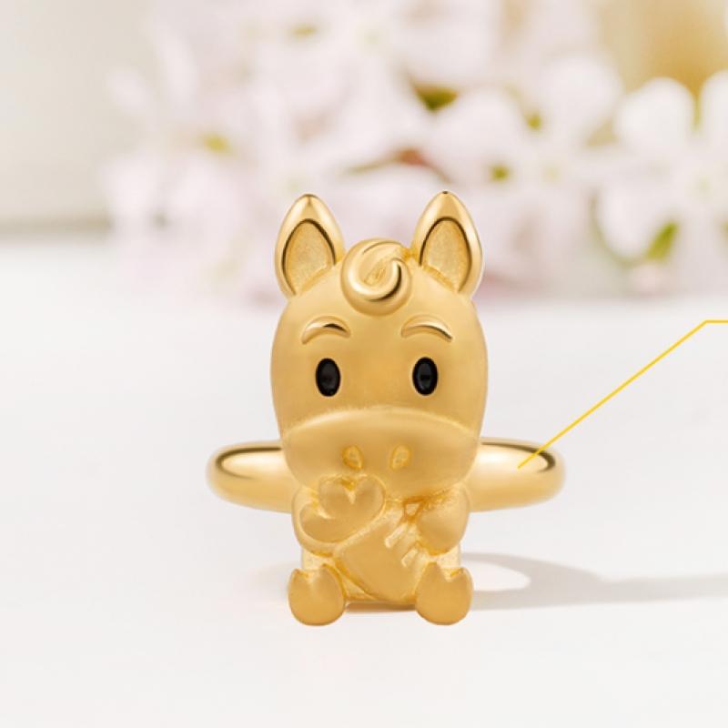 Porti 24k Gold 1g Carrot Horse Year Stone Ring