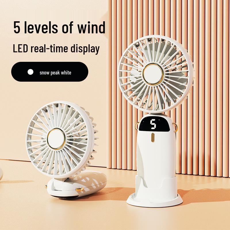 

Portable Mini USB Fan: Foldable, Neck Hanging, Handheld & Desktop Use with Phone Holder Rechargeable Version