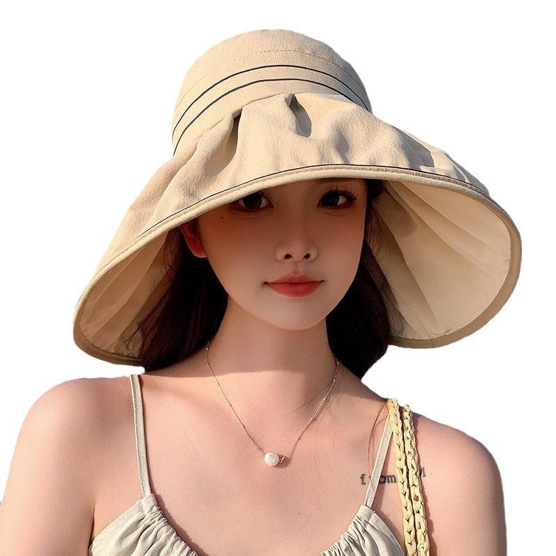 Kadınlar İçin Yeni Geniş Kenarlı Boş Üst Şapka Yaz Güneş Şapkası Yüz UV Güneş Korumalı Şapka UV Güneş Korumalı Balıkçı Güneş Şapkası