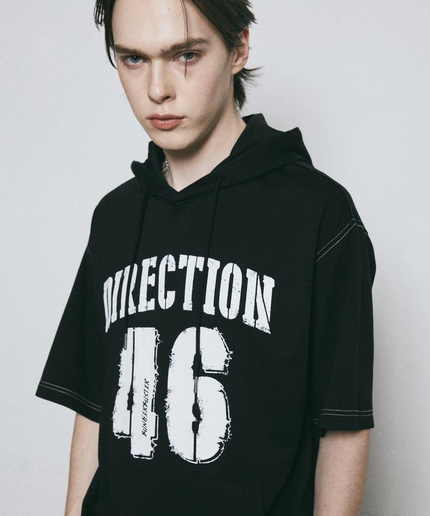 BUNKERBUSTER Contrast Stitch Lettering Hoodie Short Sleeve T-Shirt Mq7Tu424_Black