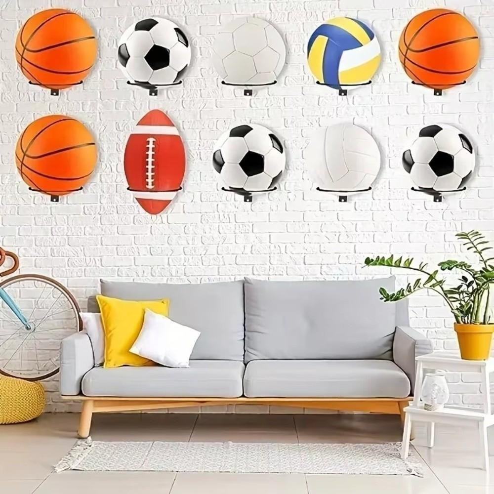 Metal Basketball Display Rack Wall Mounted Display Shelf For Basketball Football Volleyball