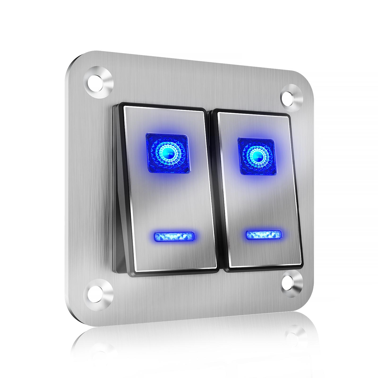 

Custom 12V 24V Alloy Metal 2-8 Gang 6 gang Marine Boat Car Switch Panel Circuit Breakers Marine Auto Truck Rocker Switch Panels