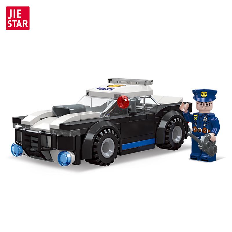 JIE STAR 54101-4 LEGO-Compatible City Police Car Building Toy for Kids