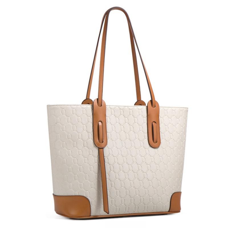 New Embossed Large Tote Bag High Quality PU Ladies Handbag Trendy Single Shoulder Oblique Span Bag Large Capacity Women's 4 Pcs Set Mother-child Bag
