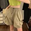 American Retro High Waisted Drawstring Quick Drying Work Pants for Women In Summer Thin Fit for Outerwear Sporty and Loose Wide Leg Shorts