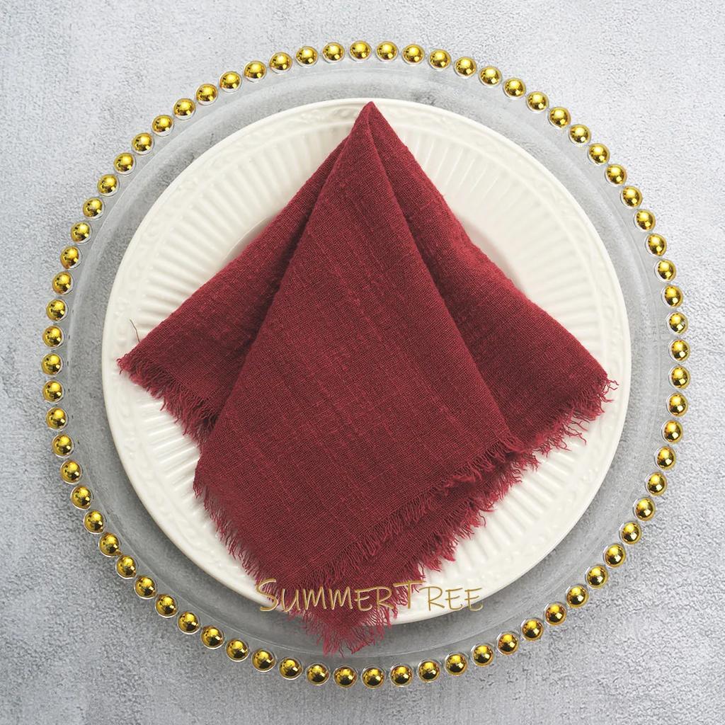 10pcs 32x32cm Cloth Napkins Pure Cotton Gauze Soft Napkin Handkerchief Vintage Banquet Garden Party Wedding Table Decoration