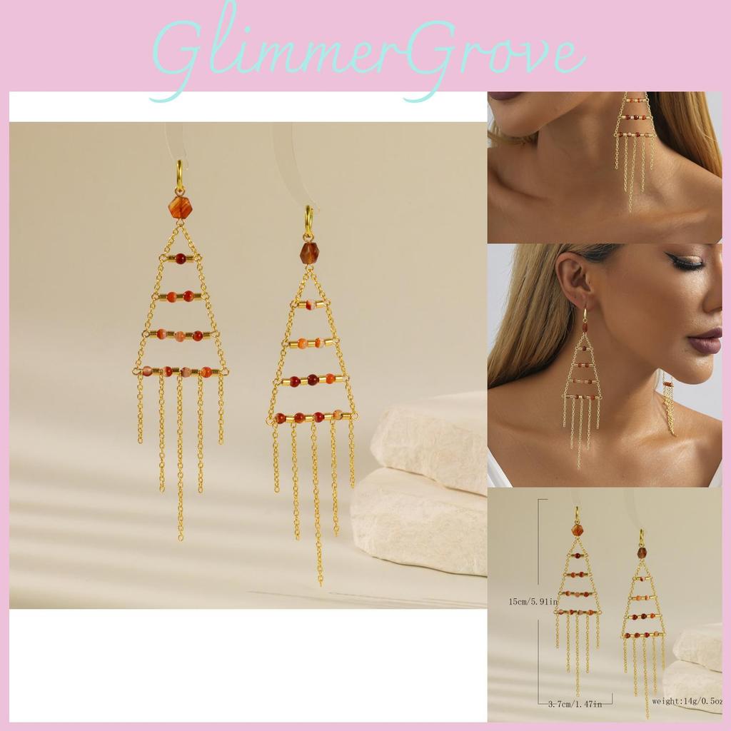 Elegant Geometric Crystal Stone Earrings For Women Trendy Gold Plated Design