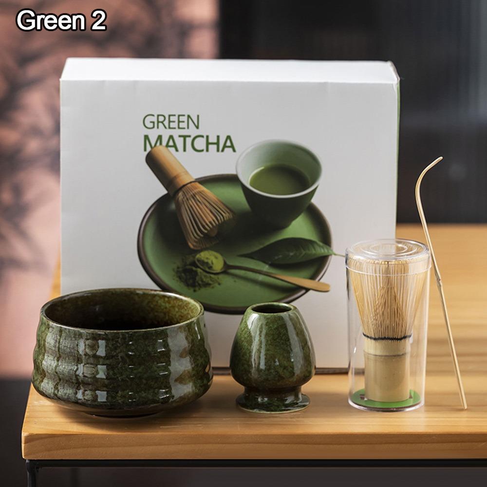 4PCS Ceramic Bamboo Japanese Matcha Tea Set Matcha Whisk Holder Reusable Matcha Whisk Set Matcha Bowl Matcha Making Kit