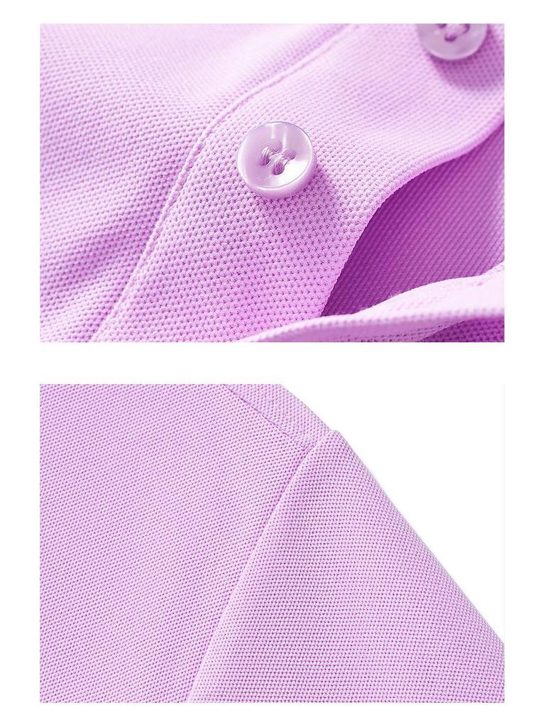 Korean Smiley Embroidered Heavy-Duty Cotton Lapel Polo Shirt for Women