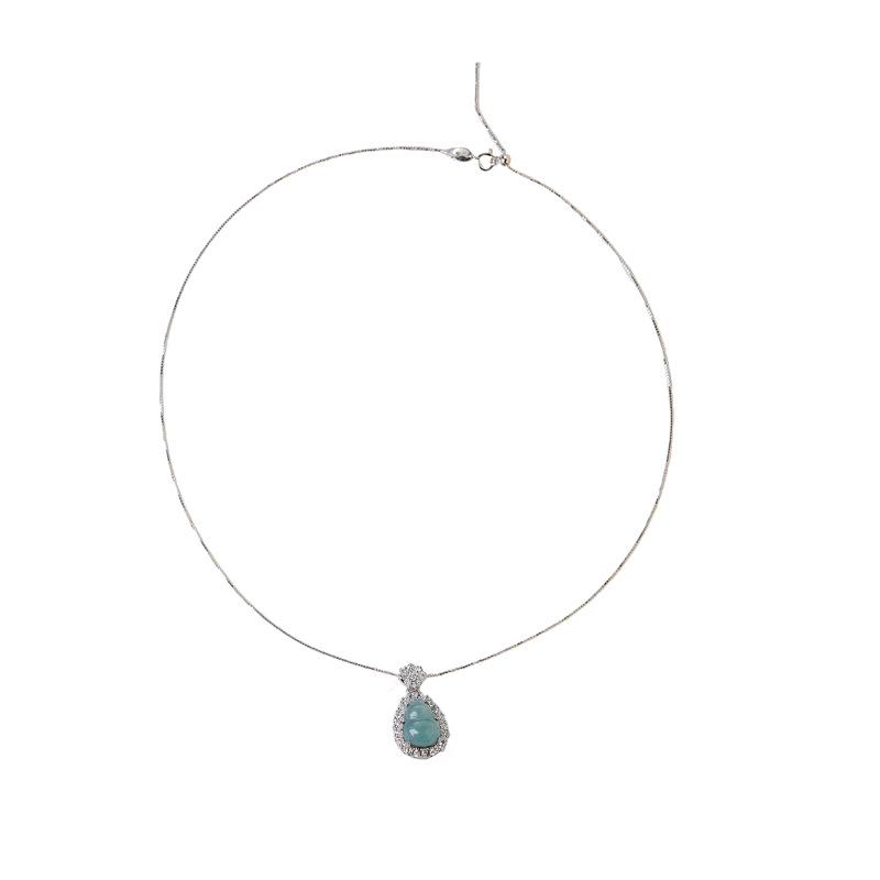 Elegant Jade Gourd 925 Silver Necklace - Luxury & Versatile Clavicle Chain