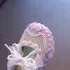 Sweet Pearl Bowknot Decoration Sneakers Girl Autumn Breathable Mesh Hollow Out Sports Shoes Soft Thick Bottom Running Shoes