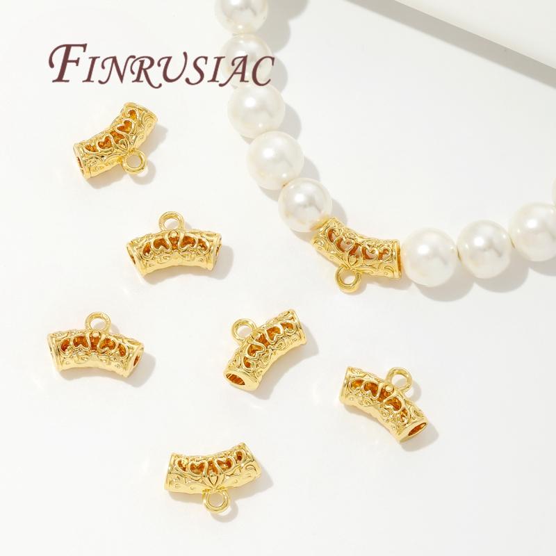 5-15Pcs/Lot 18K Gold Plated Bails For Pendants,Curved Tube Spacer Bead Findings,Beads Bails Connectors For Jewelry Accessories
